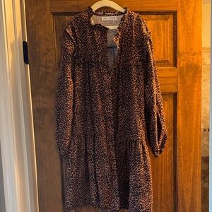 Zara Leopard Print Tiered Dress in Brown and Black